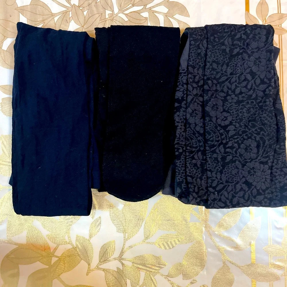 Set of 3 tights women’s blue grey black size 3 without pack